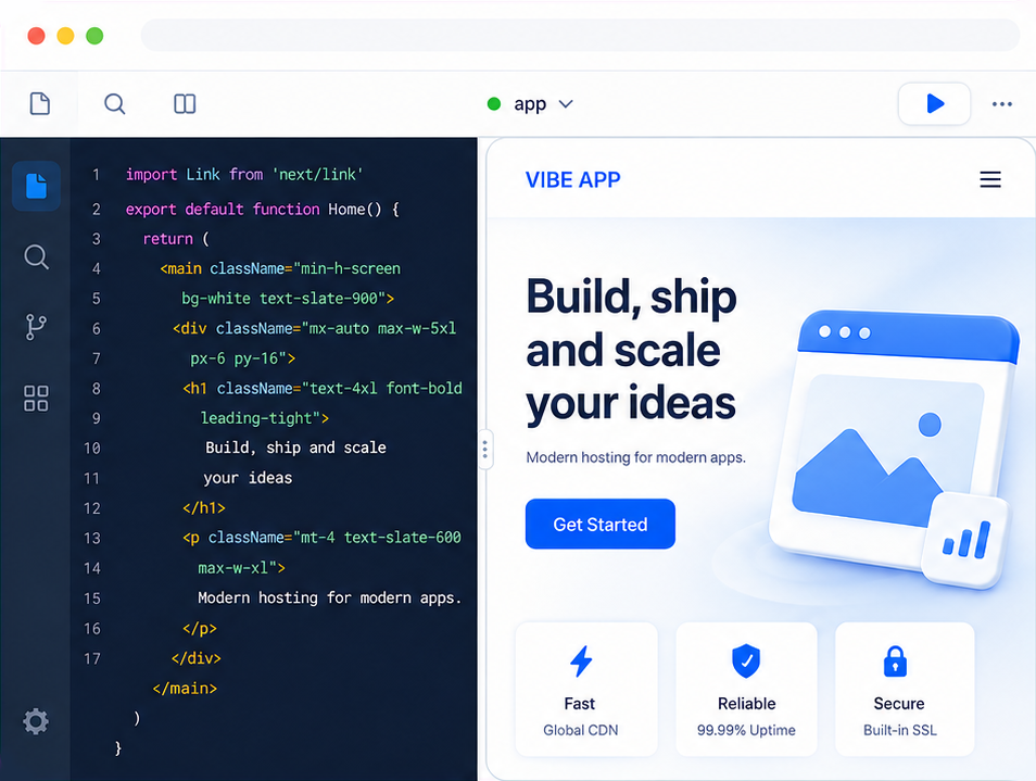 Giao diện Vibe Hosting triển khai ứng dụng