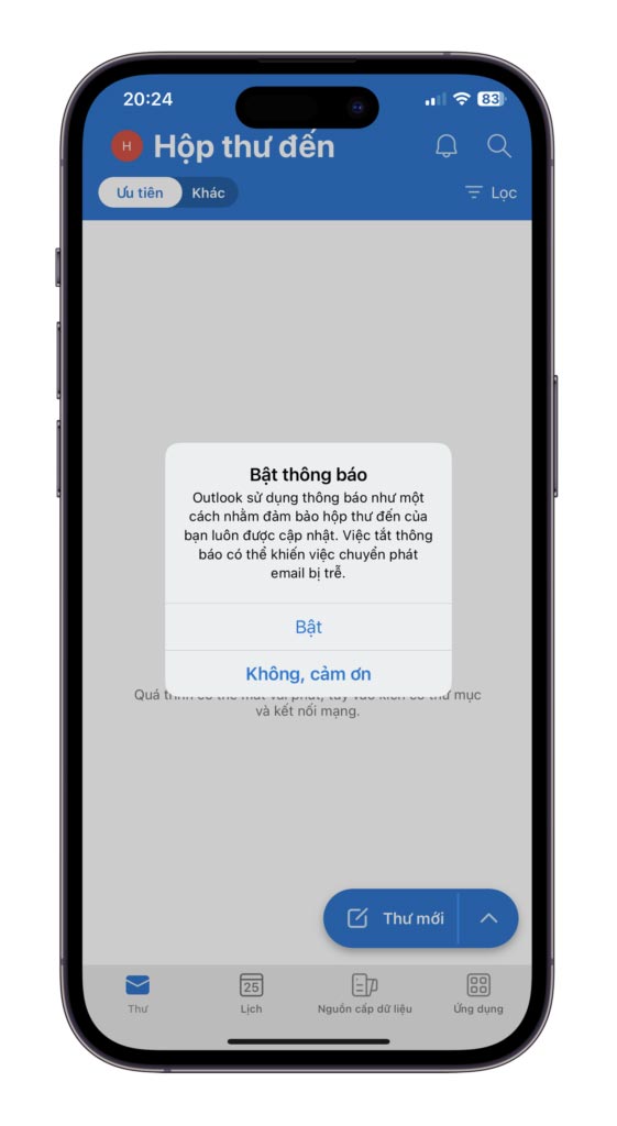 Cách đăng nhập mail công ty vào Outlook trên Iphone