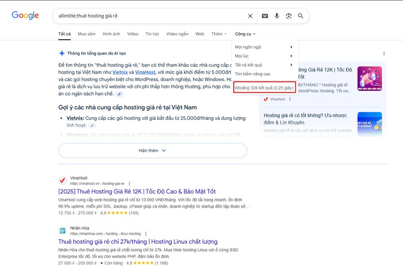 Hướng dẫn các bước sử dụng câu lệnh allintitle
