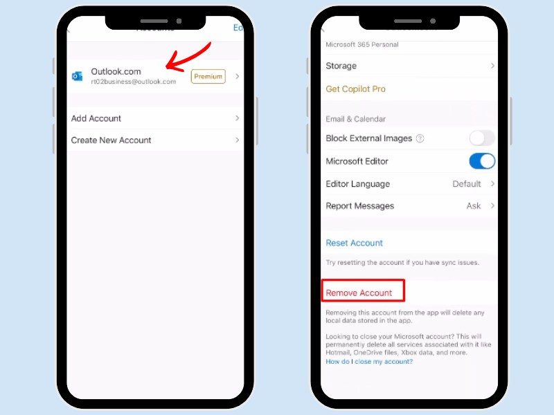 Cách đăng xuất Outlook