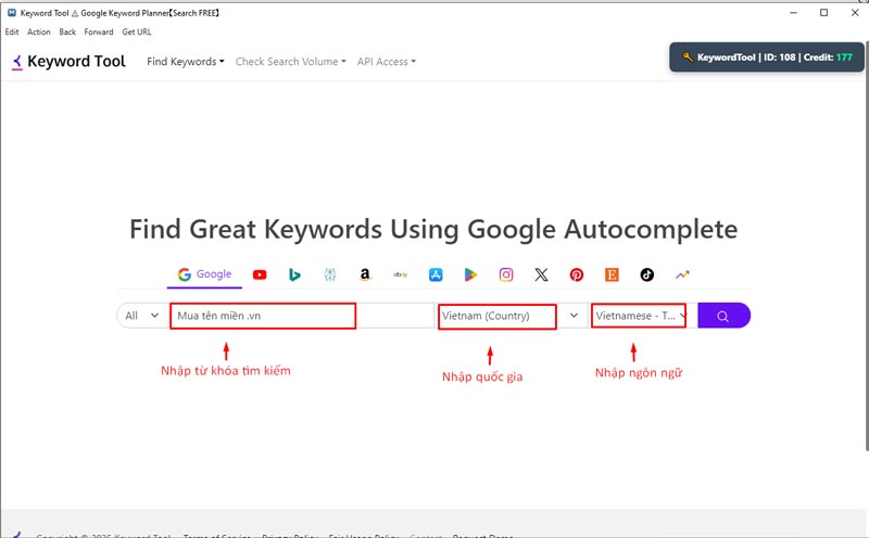 Cách sử dụng Keywordtool.io để check Search Volume từ khóa