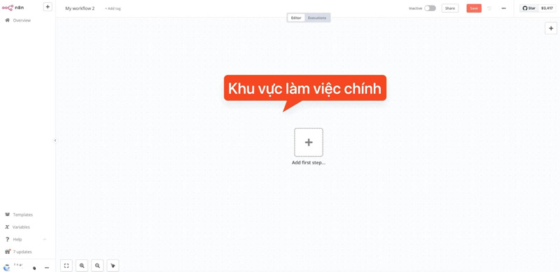 Tổng quan giao diện n8n