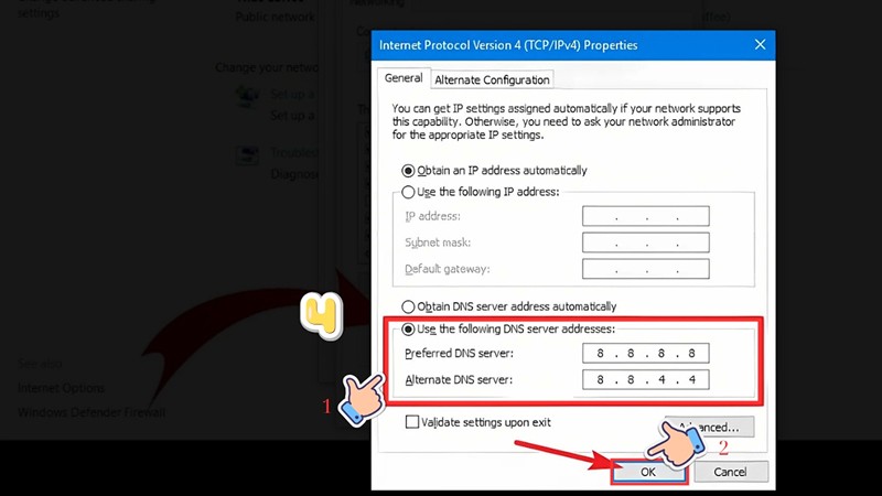 Cách thay đổi DNS 8.8.8.8 trên Windows 10