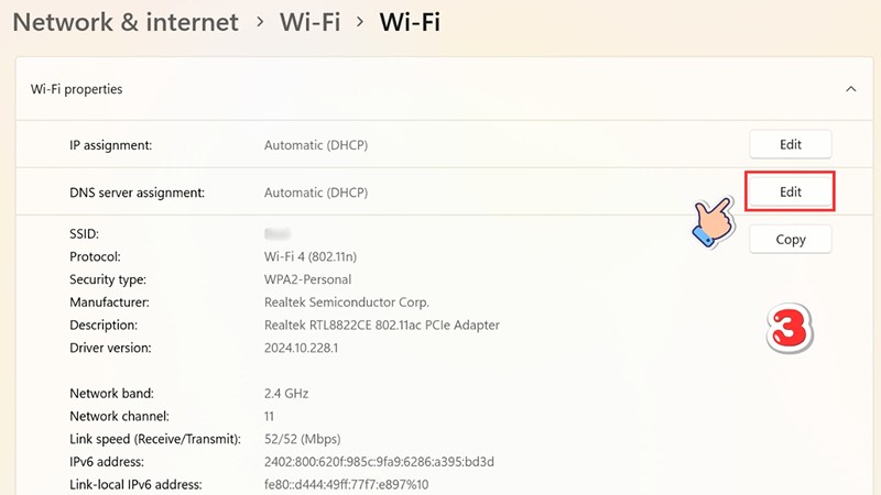 Cách thay đổi DNS 8.8.8.8 trên Windows 11