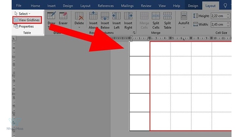 Cách dùng View Gridlines + thu nhỏ font chữ