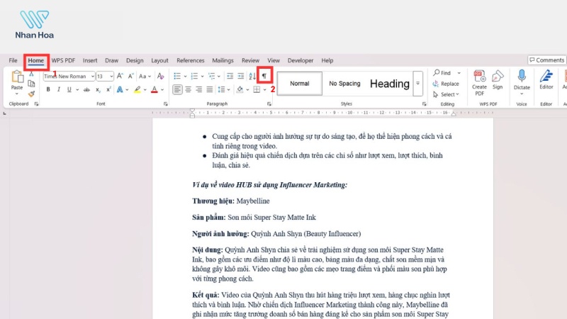 Xóa trang trắng bằng Paragraph trong Microsoft Word