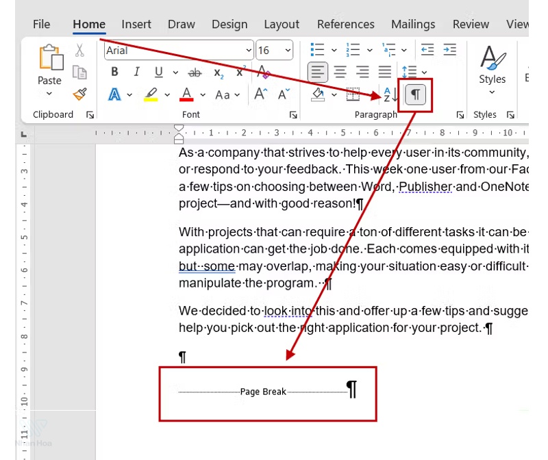 Cách xóa trang trắng do Page Break / Section Break