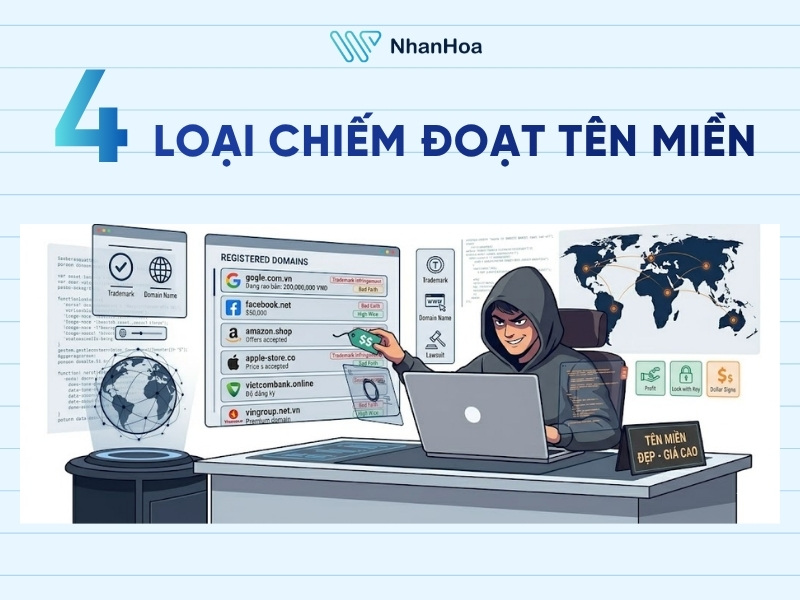 4 loại chiếm đoạt tên miền trực tuyến phổ biến
