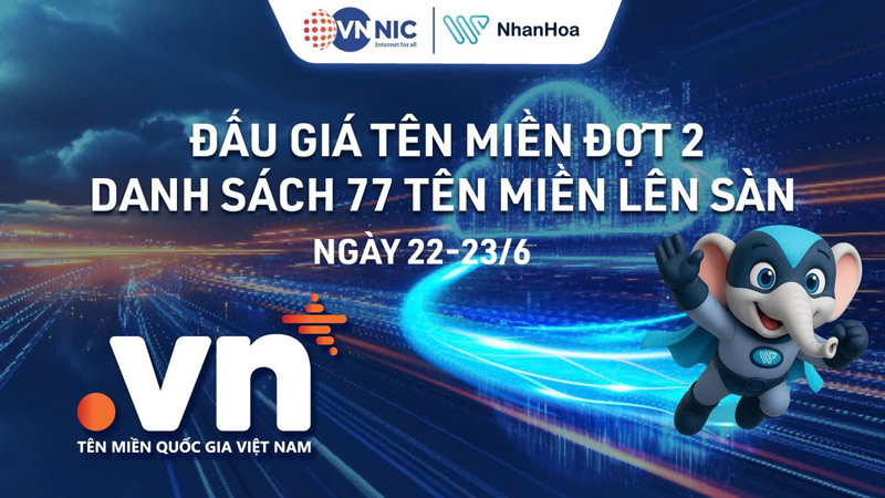 Đấu giá tên miền quốc gia .vn 2 ký tự đợt 2