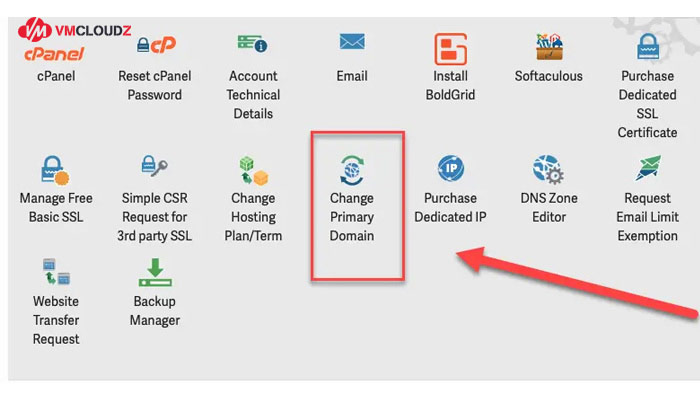 Đổi tên miền chính trong cpanel qua AMP 
