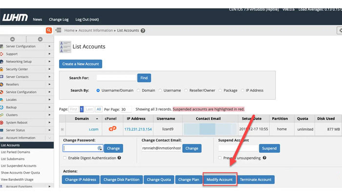 Đổi tên miền chính trong cpanel qua WHM
