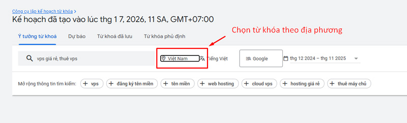 Cách xem lượng tìm kiếm tại địa điểm cụ thể