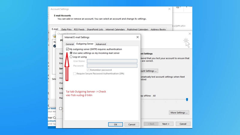 Hướng dẫn đăng nhập mail nội bộ trên Outlook