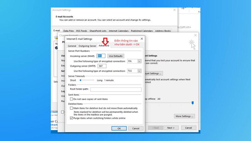 Hướng dẫn đăng nhập mail nội bộ trên Outlook