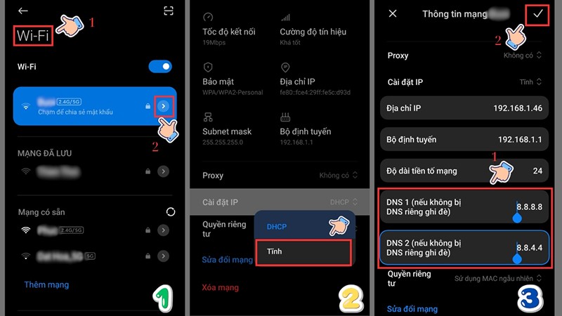 Hướng dẫn thay đổi DNS 8.8.8.8 trên điện thoại Android