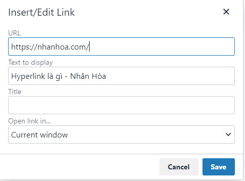 Gắn hyperlink trong bài viết website code