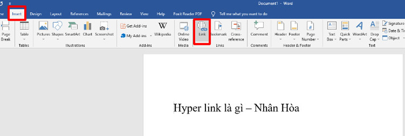 Cách gắn hyperlink trong word