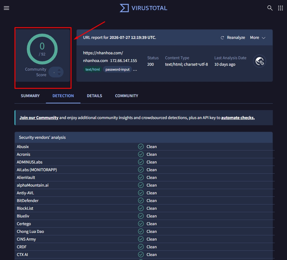 kiểm tra độ tin cậy trang web