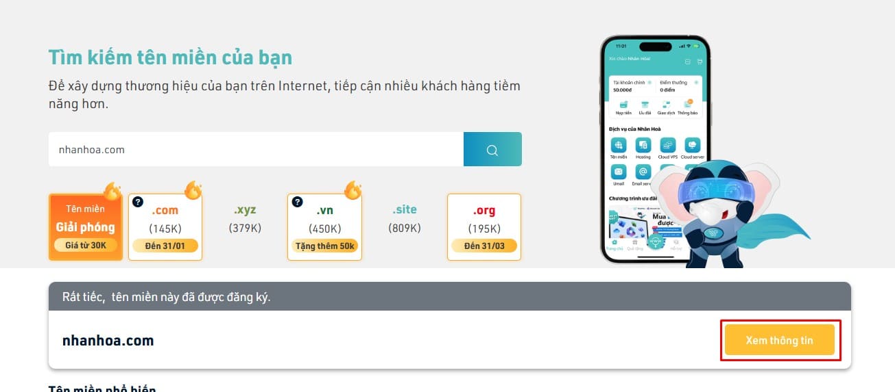 Kiểm tra ngày đăng ký tên miền