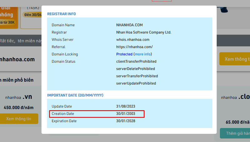 Cách kiểm tra tuổi domain