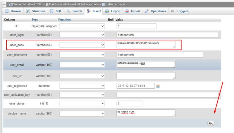 lấy lại mật khẩu admin wordpress