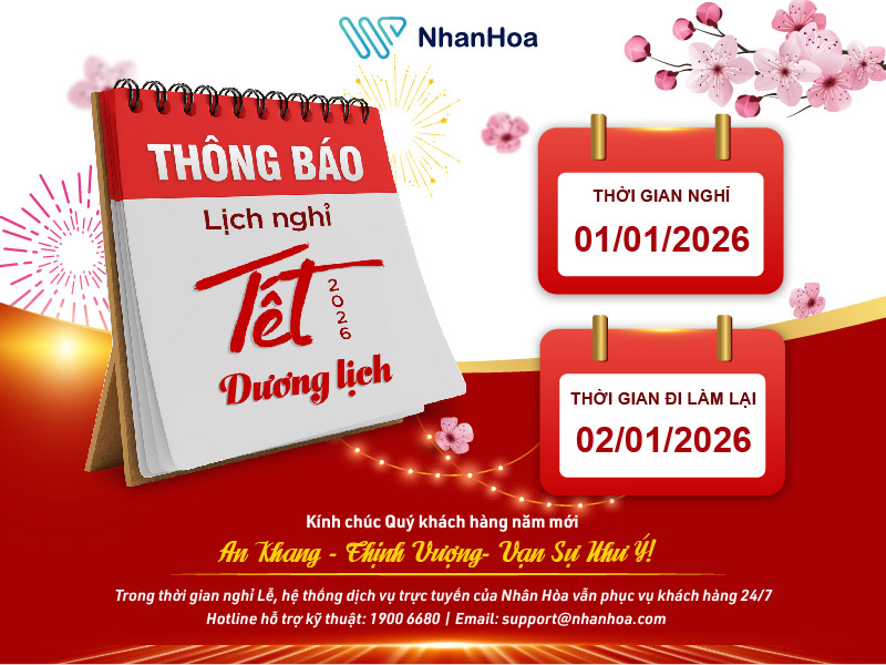 Lịch nghỉ Tết dương 2026 Nhân Hòa