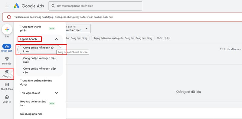 Sử dụng Google Keyword Planner