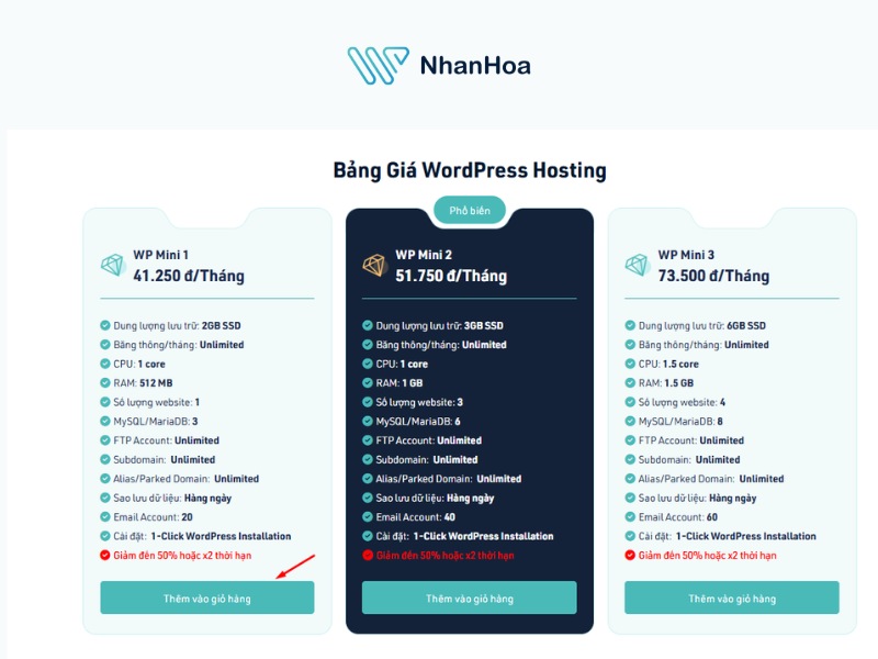 Lựa chọn gói dịch vụ phù hợp cho website của bạn.