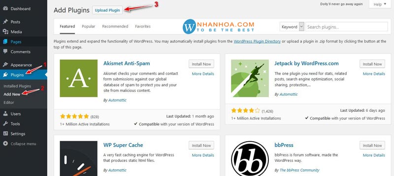 Cách cài đặt Wordpress Plugins lên website