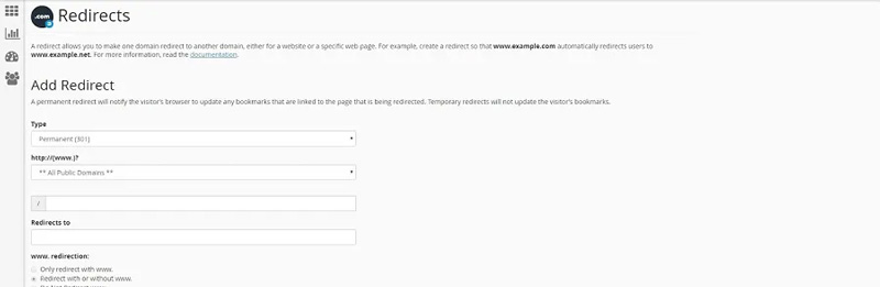Cách redirect 301 bằng Registrar hoặc cPanel