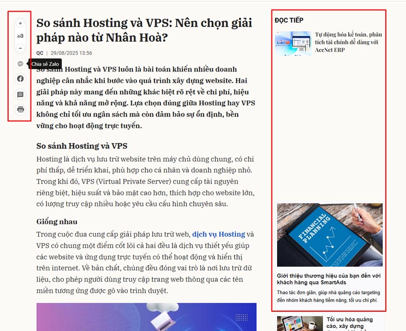 Các vị trí đặt sidebar tốt nhất cho website