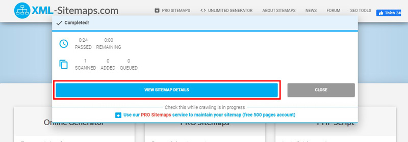 Tạo XML Sitemap bằng công cụ Online XML-Sitemaps.com