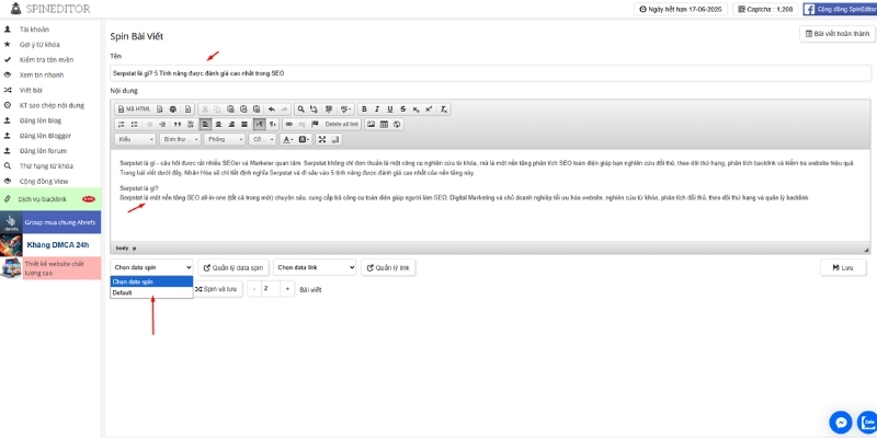 Cách sử dụng Spineditor tính năng Spin nội dung