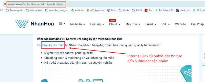 Tăng cường liên kết nội bộ giữa các subfolder