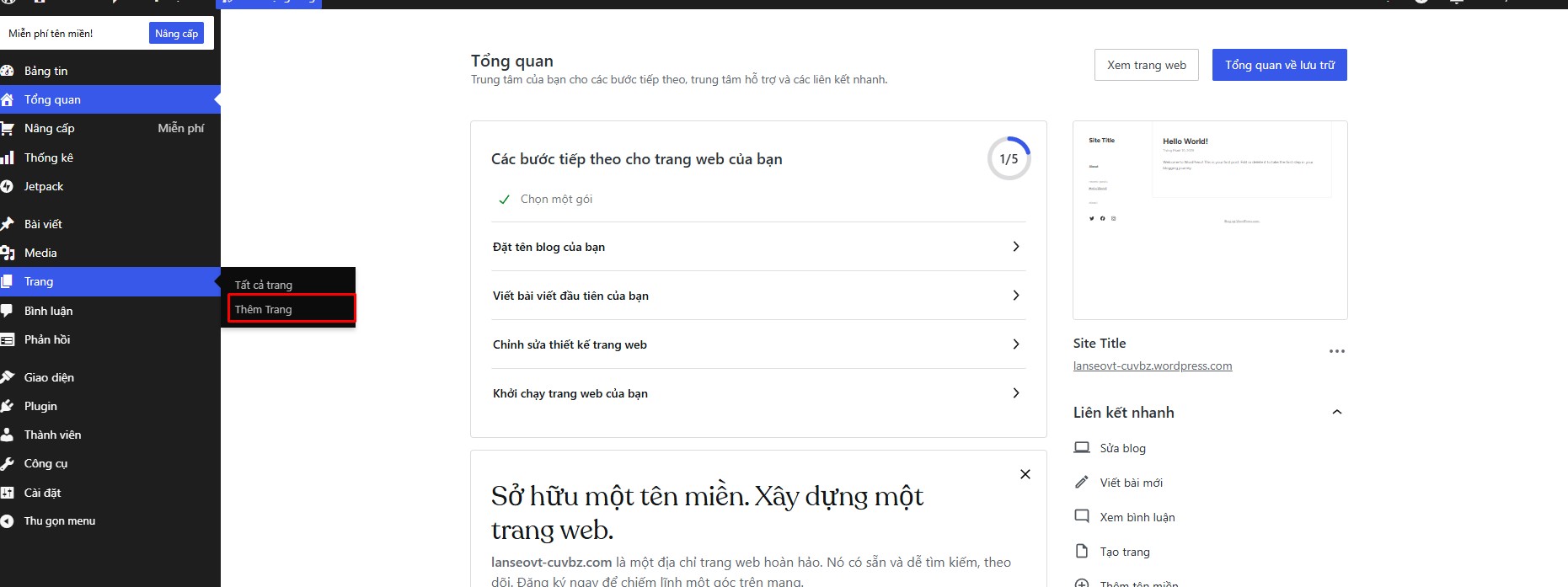 các bước thiết kế web bằng wordpress