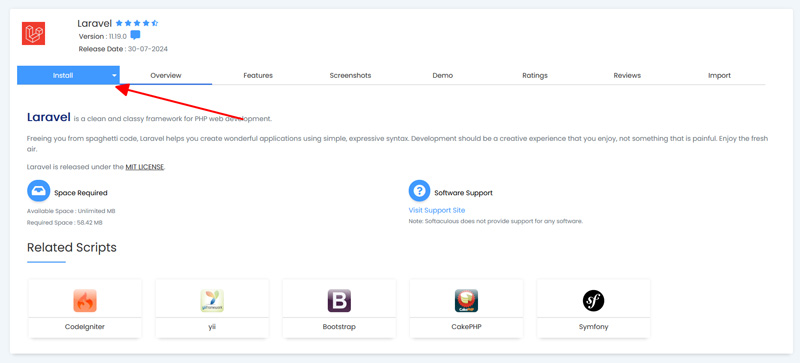 softaculous laravel