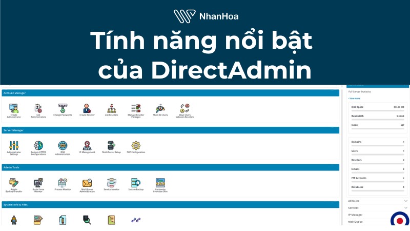 Tính năng nổi bật của Directadmin