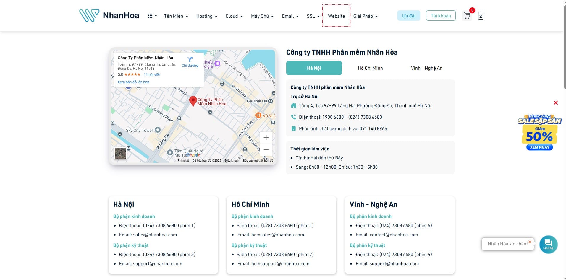 Trang liên hệ trong website
