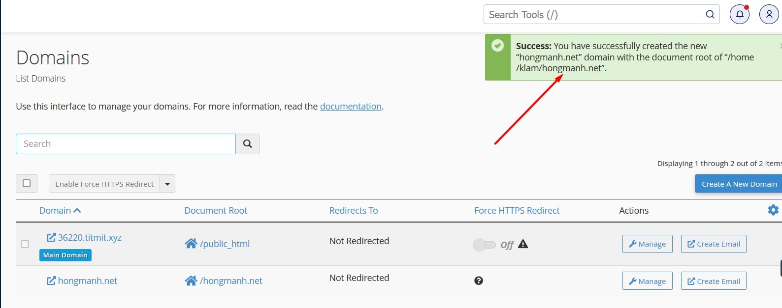 trỏ domain về host cpanel