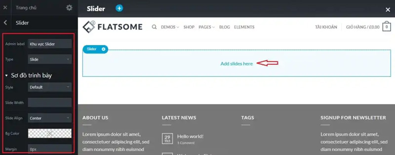 Thêm Slider trong Flatsome
