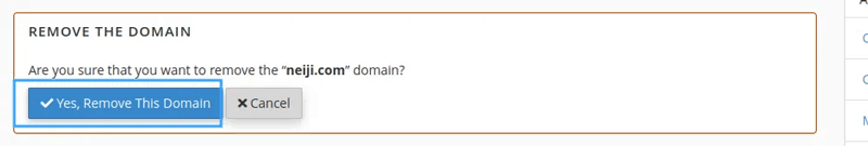 Bước 3.2 : Xóa addon domain khỏi hệ thống