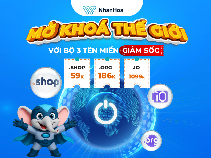 ƯU ĐÃI SỐC: MỞ KHÓA THẾ GIỚI VỚI BỘ 3 TÊN MIỀN .SHOP/.ORG/.IO