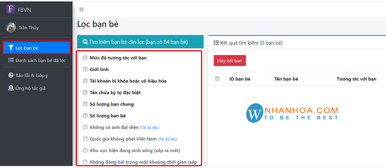 Tool Lọc Bạn Bè Không Tương Tác Facebook [Cực Hay]