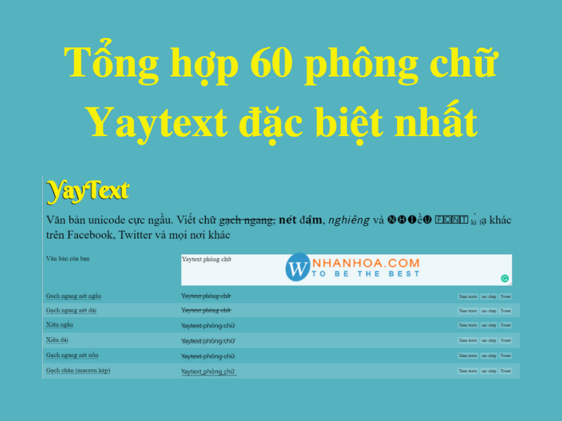 Yaytext phông chữ đặc biệt: Với Yaytext phông chữ đặc biệt, bạn có thể áp dụng những phông chữ độc đáo và đẹp mắt vào các ứng dụng, trang web, hay trang cá nhân của mình. Đây là cách tuyệt vời để làm mới giao diện và tạo ra những trải nghiệm thú vị cho người sử dụng.